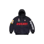 Unisex Black TLJ Supreme Ducati Hooded Biker Jacket Handmade Denim Racing Jacket