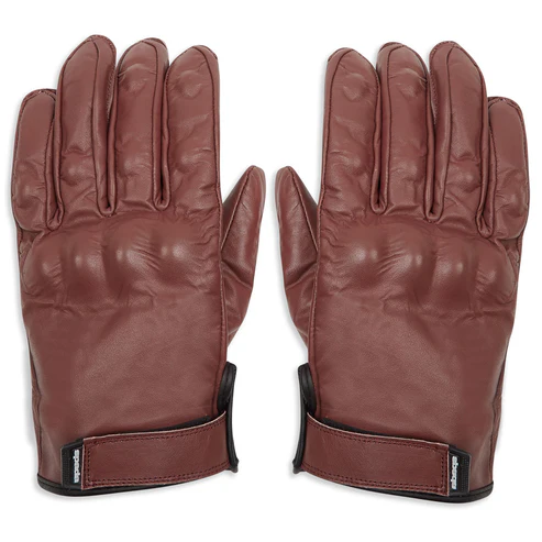 1 Oxblood Brown Leather Motorcycle Gloves – Biker Riding Protective Gear - Image 1