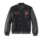 Men’s V-Twin Varsity Leather Jacket – Classic Biker Style Outerwear