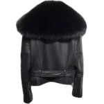 Women’s Black B3 Bomber Aviator Jacket – Real Shearling Fur Leather Coat - Image 2