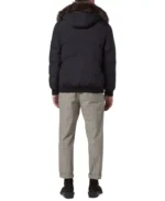 Men's Faux Fur Trimmed Bomber Jacket with Removable Hood - Image 3