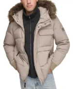 Men's Nisko Short Puffer Jacket with Faux Fur Trimmed Hood