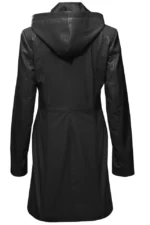 Women’s Black Lambskin Leather Hooded Biker Trench Coat – Genuine Leather Jacket - Image 3