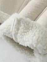 Women’s White Aviator Bomber Shearling Jacket – Real Sheepskin Flying Coat - Image 4