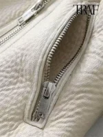 Women’s White Aviator Bomber Shearling Jacket – Real Sheepskin Flying Coat - Image 5