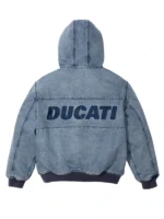 Unisex Blue TLJ Supreme Ducati Hooded Biker Handmade Jacket Denim Racing Jacket - Image 2