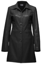 Women’s Black Lambskin Leather Hooded Biker Trench Coat – Genuine Leather Jacket - Image 4