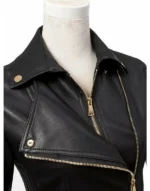 Women’s Black Lambskin Leather Motorcycle Jacket – Gold Zipper Stylish Biker - Image 4
