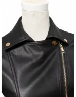 Women’s Black Lambskin Leather Motorcycle Jacket – Gold Zipper Stylish Biker - Image 5
