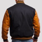 Premium Black Wool and Gold Leather Varsity Jacket - Image 3