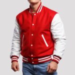Crimson Knit & Noir Authentic Leather Varsity Letterman Jacket