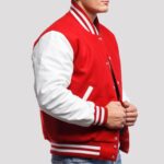 Crimson Knit & Noir Authentic Leather Varsity Letterman Jacket - Image 4