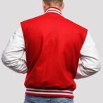 Crimson Knit & Noir Authentic Leather Varsity Letterman Jacket - Image 5
