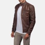 Viper Brown Leather Biker Jacket