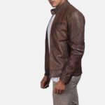 Viper Brown Leather Biker Jacket - Image 4