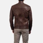 Viper Brown Leather Biker Jacket - Image 3