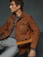 Tobacco brown Clock Wild Suede Utility Jacket - Image 4