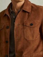 Tobacco brown Clock Wild Suede Utility Jacket - Image 3