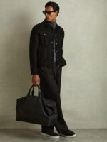 Black Suede Trucker Jacket - Image 4