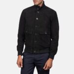 Eaton Raven Suede Bomber Jacket - Image 3