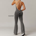 Women's One-Piece Open Back Yoga Flare Jumpsuit – Active Gym & Fitness Wear - Image 5