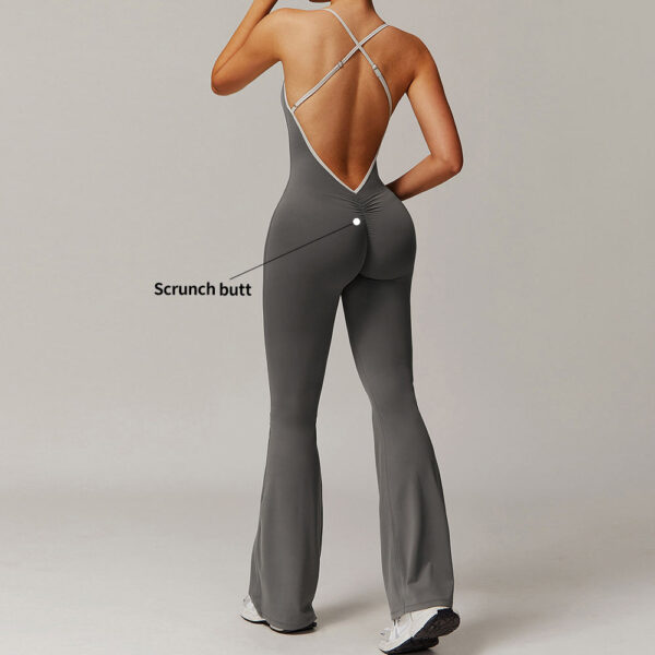 Women's One-Piece Open Back Yoga Flare Jumpsuit – Active Gym & Fitness Wear - Image 5