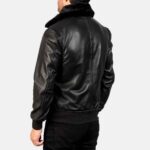 Airin Classic Black Leather Aviator Bomber Jacket - Image 4