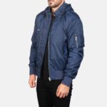 Hanklin Cobalt Hooded Aviator Bomber Jacket - Image 3