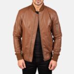 Bomia Chestnut Brown Aviator Bomber Jacket