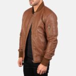 Bomia Chestnut Brown Aviator Bomber Jacket - Image 2