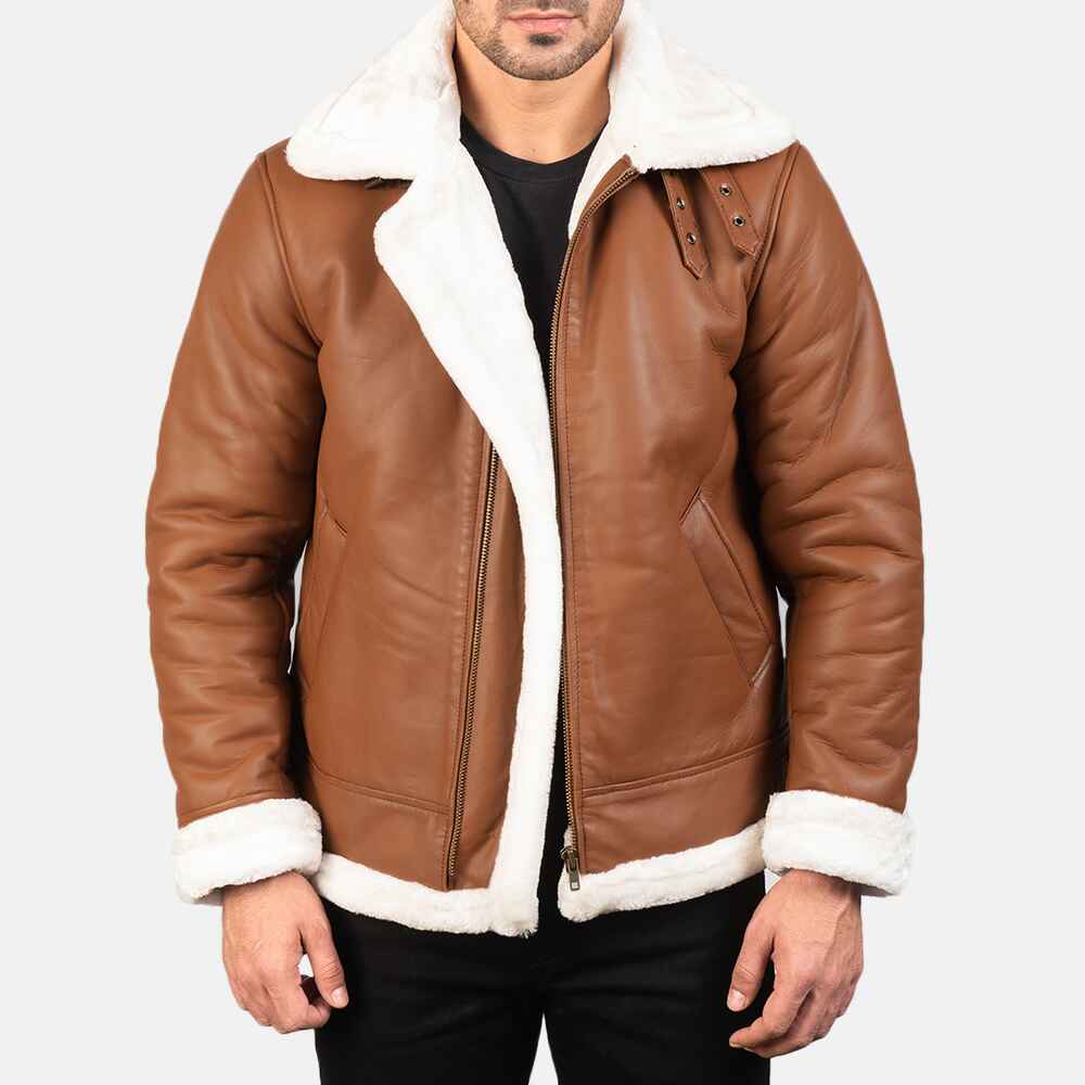 MensFrancisB-3BrownLeatherBomberJacket7788-5-1581313504701-1.jpg Francis Caramel Aviator Bomber Jacket - Image 2