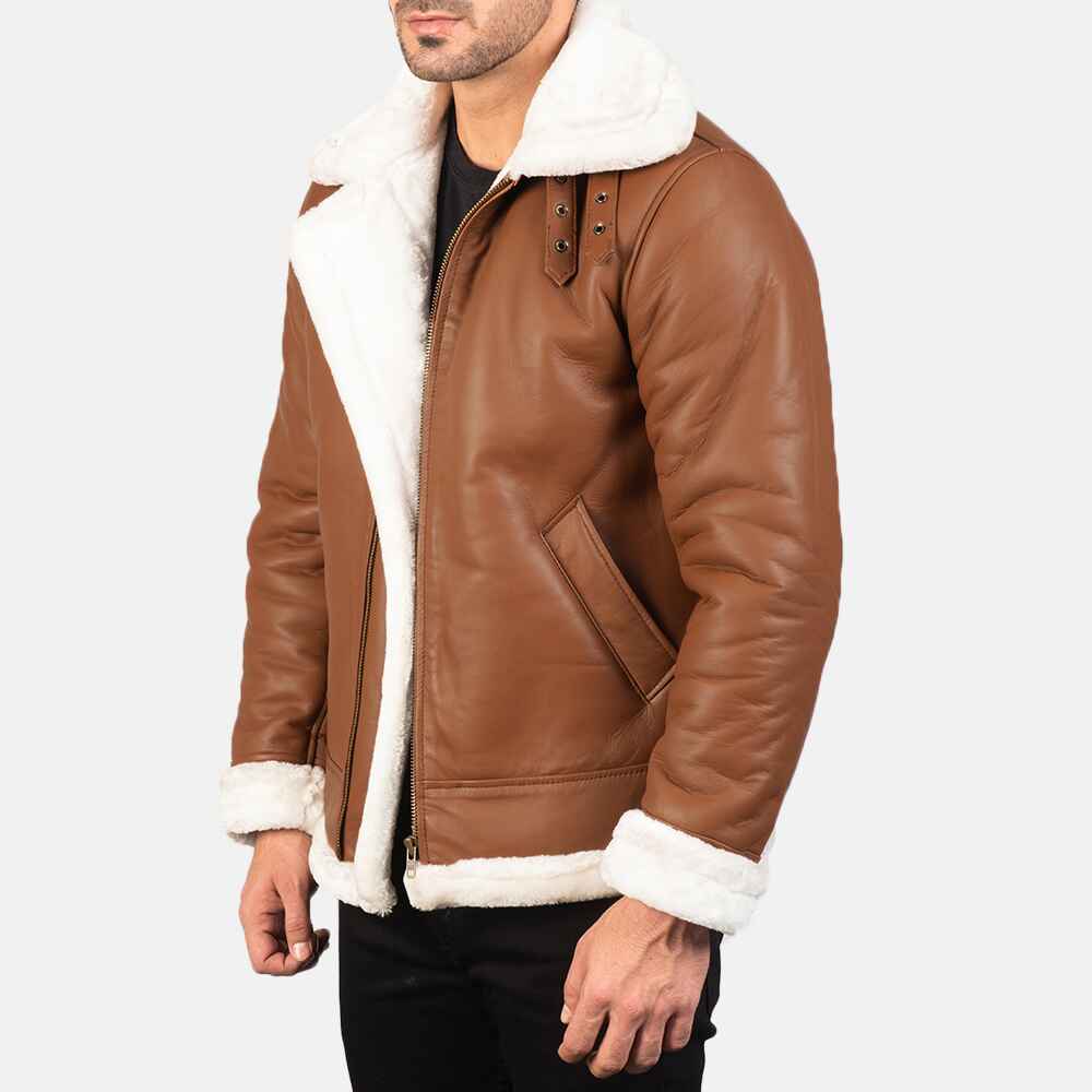 MensFrancisB-3BrownLeatherBomberJacket7789-3-1577867086677-1.jpg Francis Caramel Aviator Bomber Jacket - Image 3
