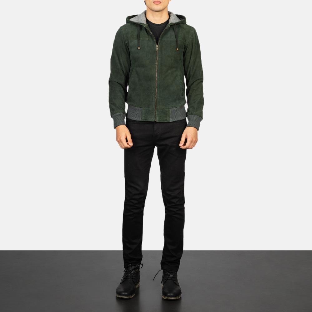 MensNintenzoGreenHoodedSuedeJacketFullLength-2-1634135056991-1.jpg Nintenzo Forest Green Suede Jacket - Image 1