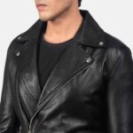 Rogue Black Leather Biker Jacket- Safe Journey - Image 4