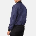 Shane Navy Suede Bomber Jacket - Image 3