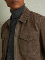 Suede Zip Through Trucker Jacket - Image 2