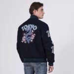 Tokyo-Style Vibrant Blue Varsity Jacket - Image 2