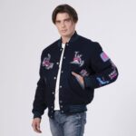 Tokyo-Style Vibrant Blue Varsity Jacket - Image 3