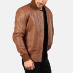 Bomia Chestnut Brown Aviator Bomber Jacket - Image 3