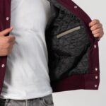 Crimson Body & Charcoal Leather Sleeves Varsity Jacket - Image 3