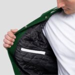Emerald Wool Body & Crisp White Leather Sleeves Varsity Jacket - Image 3