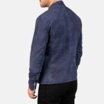 Midnight Blue Suede Biker Jacket-Turning Wheels into Memories - Image 3