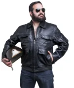 Authentic German Police Leather Jacket – Black Vintage Design