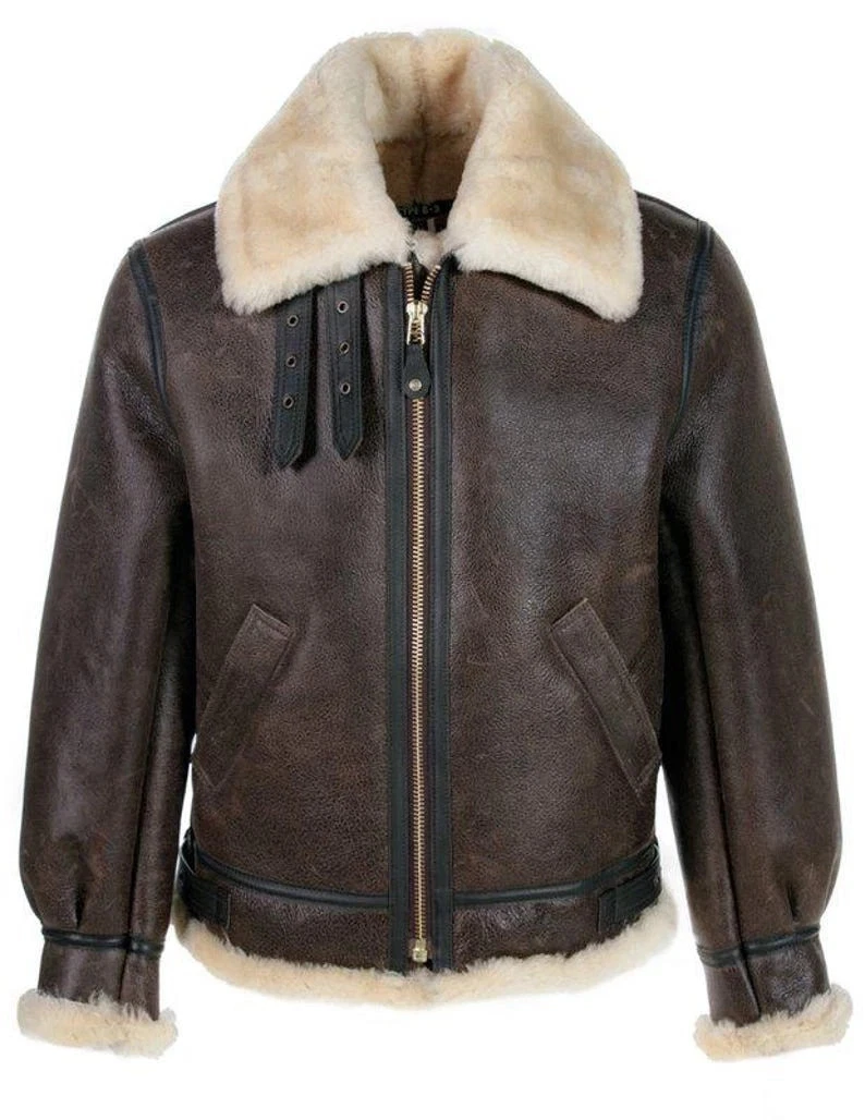 1 Classic B-3 Sheepskin Bomber Jacket – Real Leather Aviator Flight Coat - Image 1