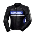 Yamaha Racing Black Cowhide Leather Motorcycle Biker Jacket for Men