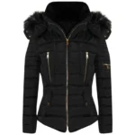 Women’s Quilted Winter Puffer Coat with Fur Hood – Fashion Parka Jacket - Image 2