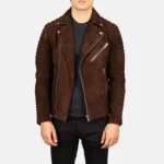 Armand Men’s Mocha Suede Biker Jacket – Classic Moto Style