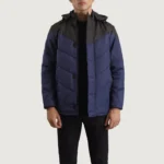 Luka Men’s Hooded Puffer Jacket – Black & Blue