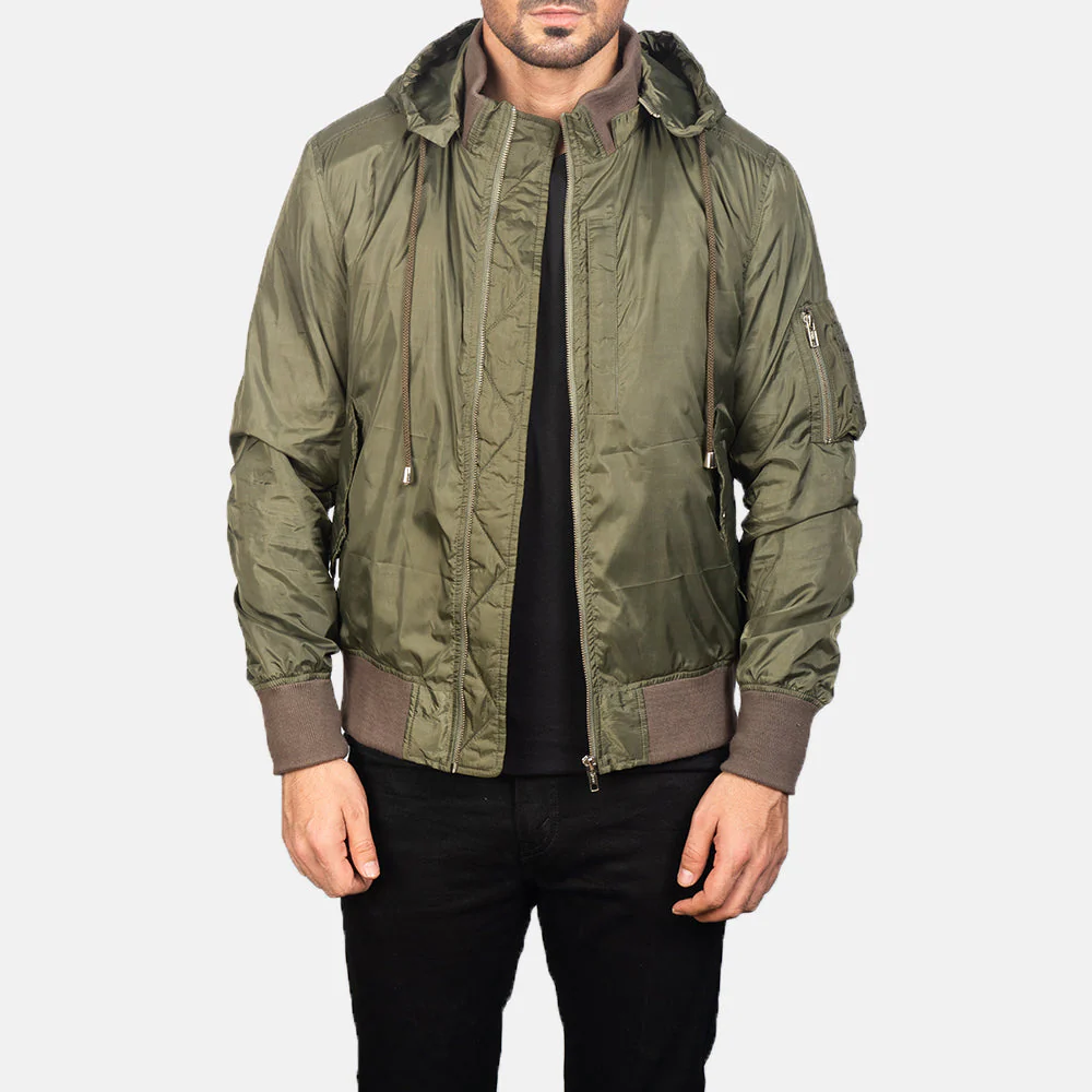 1 Hanklin MA-1 Green Hooded Bomber Jacket – Men’s Classic Flight Style - Image 1