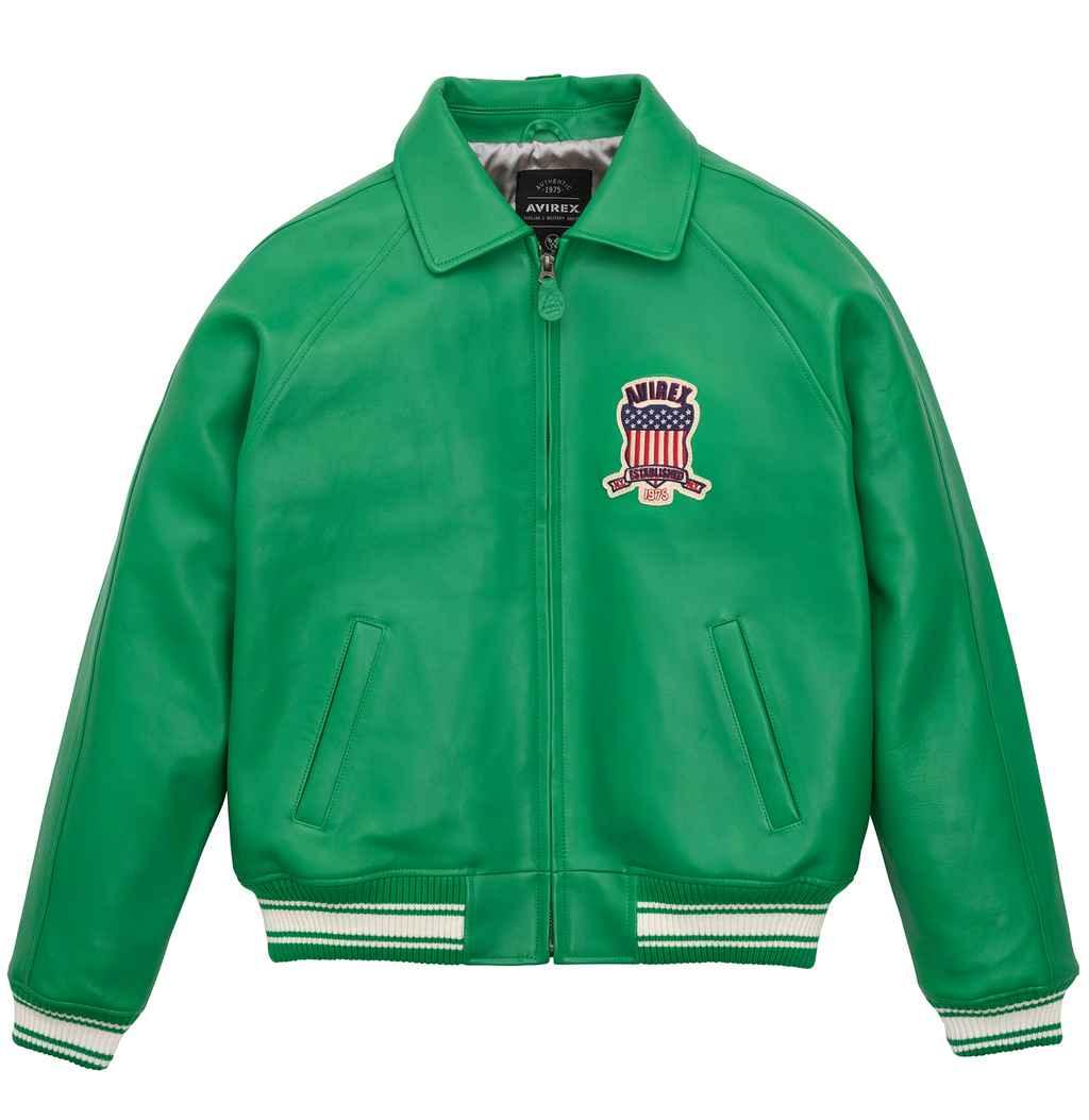 1 Men’s Avirex Icon Green Leather Bomber Jacket – Premium Lamb Leather - Image 1